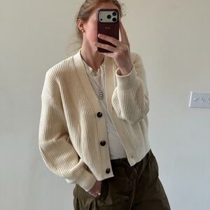 Everlane Women's Beige Button-Up Cardigan